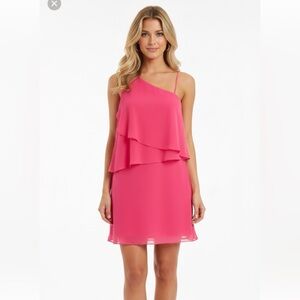 Michael Kors Pink Fuchsia One Shoulder Dress Medium NWT